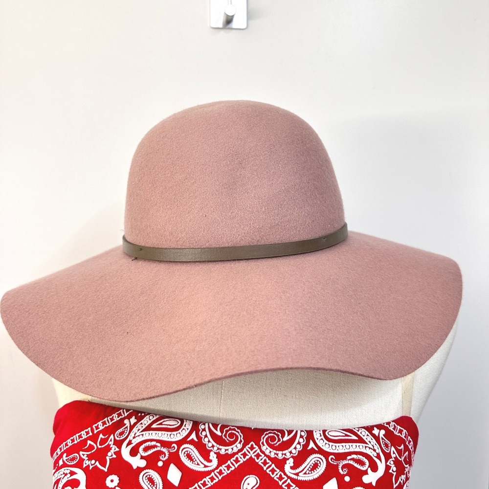 House of Harlow 1960 Dusty Rose 100% Wool Wide Brim Floppy Hat OS Boho - Picture 4 of 7